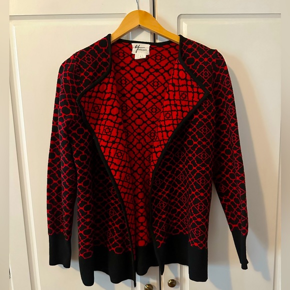 Andrea Jovine Sweaters - Andrea Jovine Cardigan, Black & Red Pattern, M